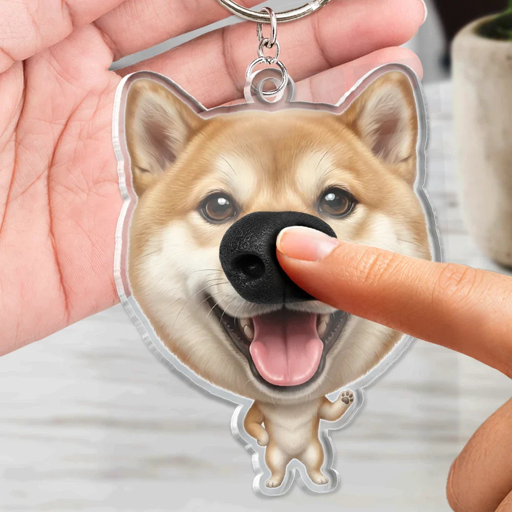 Custom Photo Funny Dog Nose - Personalized Squishy Acrylic Keychain