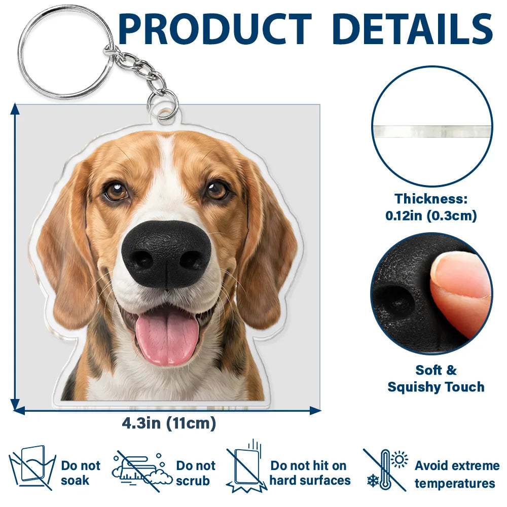 Custom Photo Funny Dog Nose - Personalized Squishy Acrylic Keychain