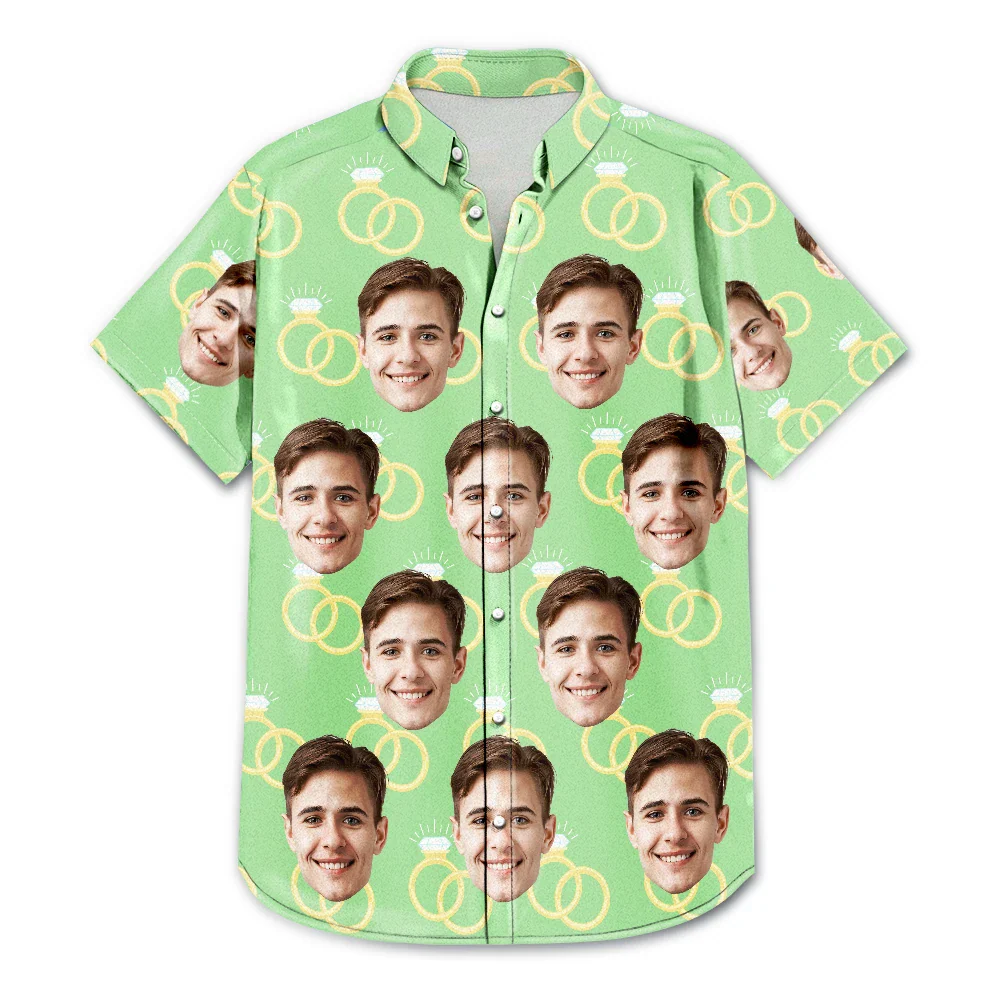 Custom Photo Funny Face Wedding Party - Personalized Hawaiian Shirt