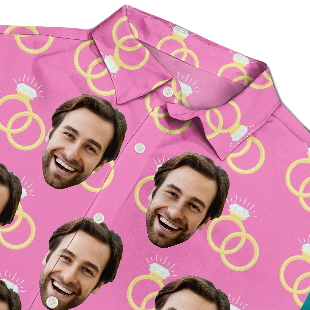 Custom Photo Funny Face Wedding Party - Personalized Hawaiian Shirt