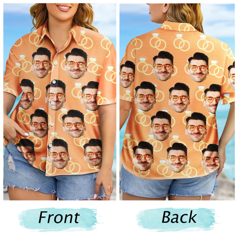 Custom Photo Funny Face Wedding Party - Personalized Hawaiian Shirt