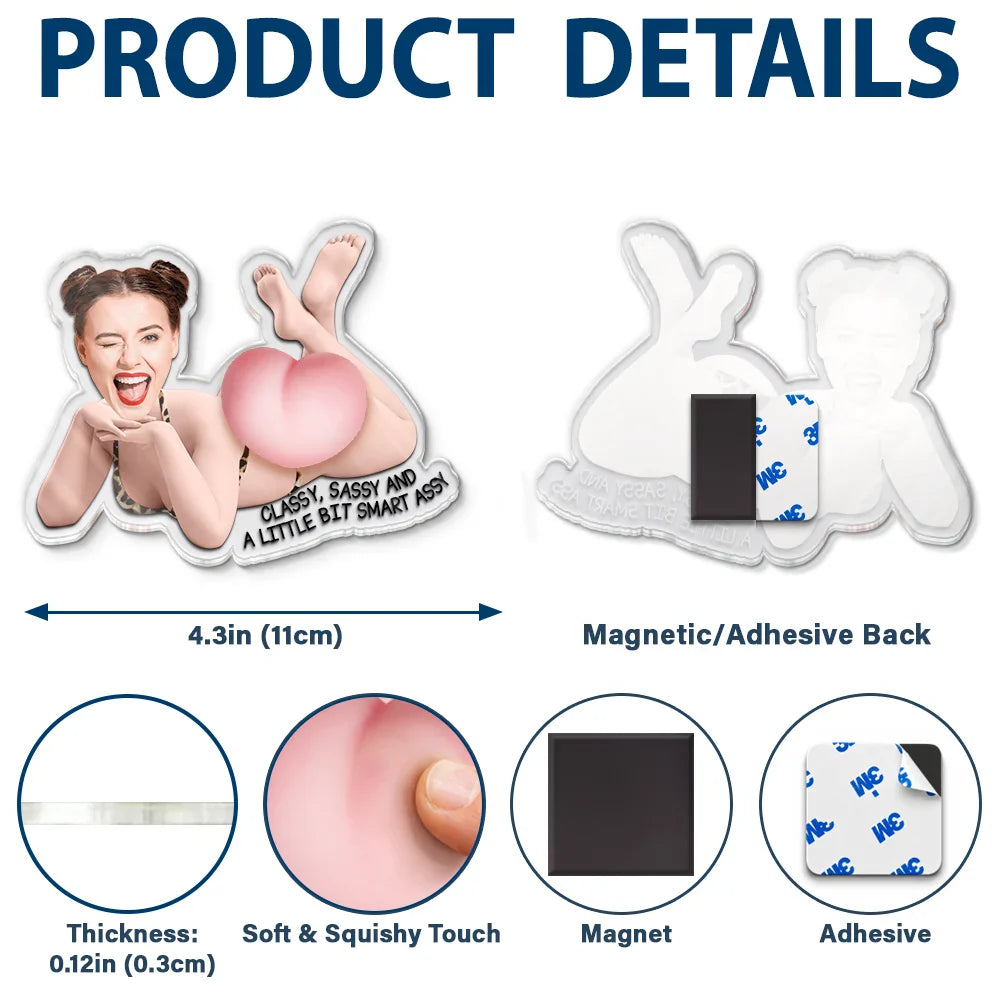 Custom Photo Funny & Naughty Just One Poke - Personalized Squishy Acrylic Fridge Magnet