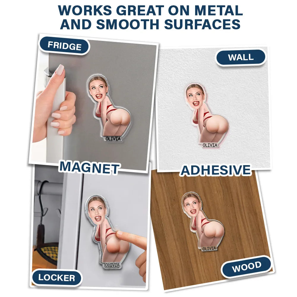 Custom Photo Funny & Naughty Just One Poke - Personalized Squishy Acrylic Fridge Magnet