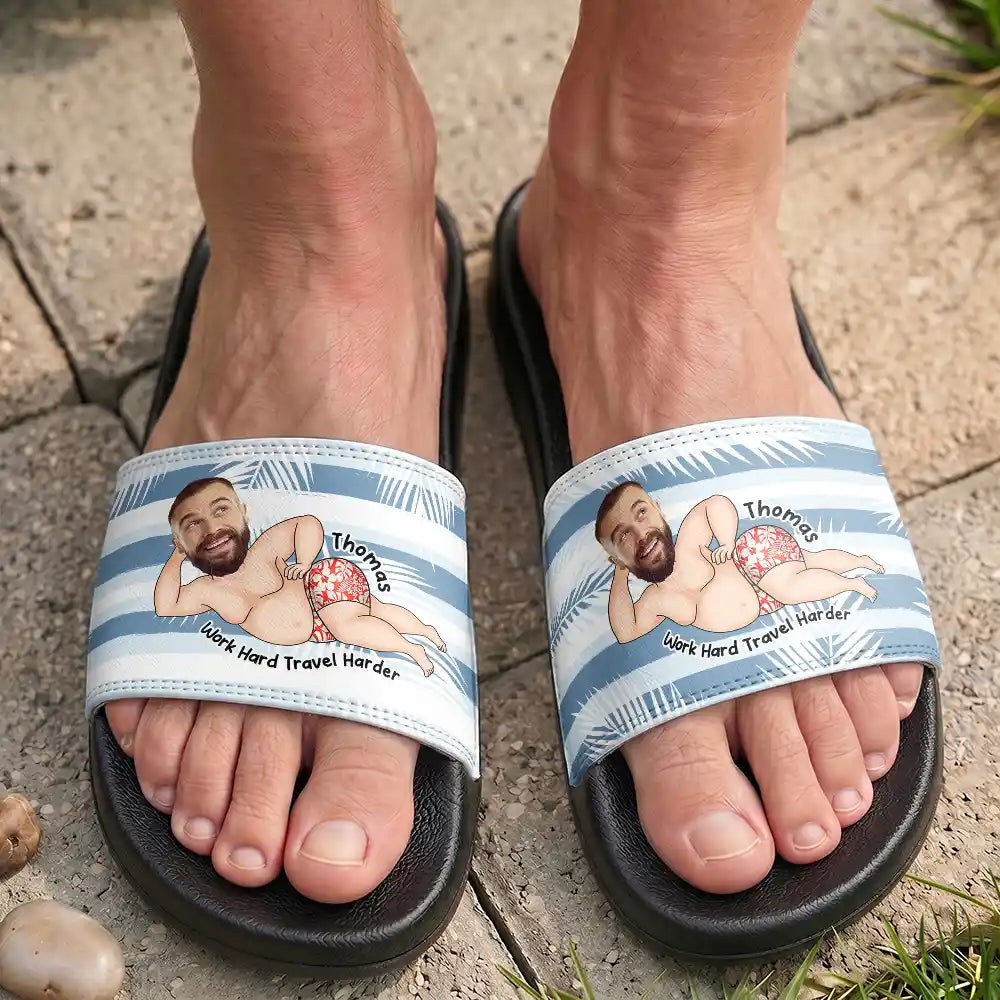 Custom Photo Hawaii Summer Break Sexy Pose Gift For Her, Him - Personalized Unisex Slides