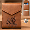 Custom Photo Ink Drawing Family Portrait Best Grandpa Dad Ever - Personalized Leather Slim Wallet