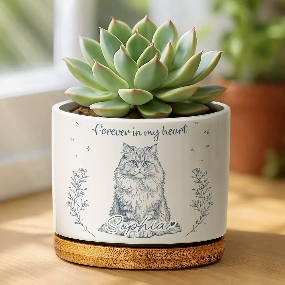 Custom Photo Ink Drawing Memorial I'm Always With You - Personalized Plant Pot