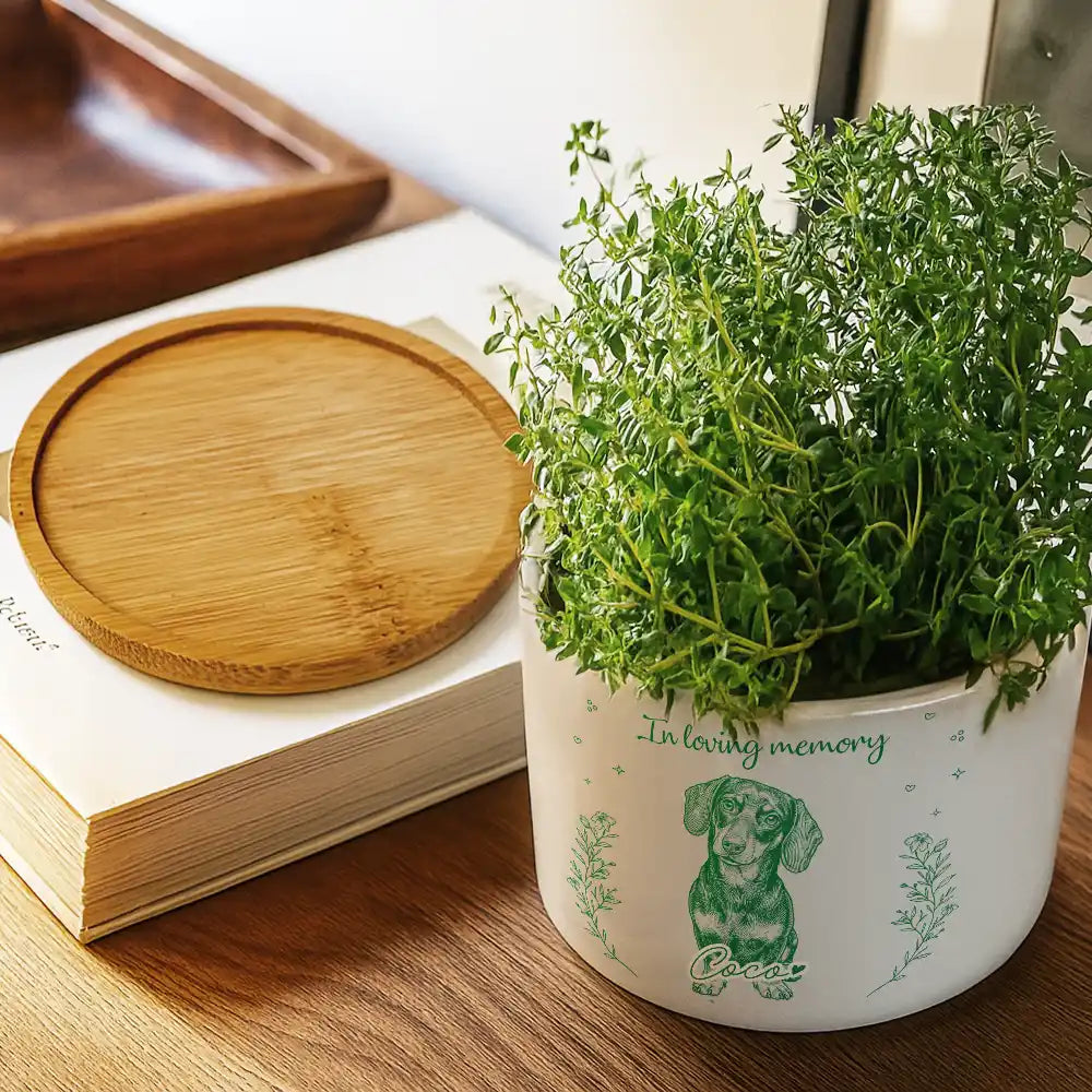Custom Photo Ink Drawing Memorial I'm Always With You - Personalized Plant Pot