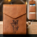 Custom Photo Ink Drawing Portrait Dog Cat With Name - Personalized Leather Slim Wallet