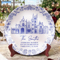 Custom Photo Ink Drawing Wedding Venue Toile De Jouy - Personalized Ceramic Plate