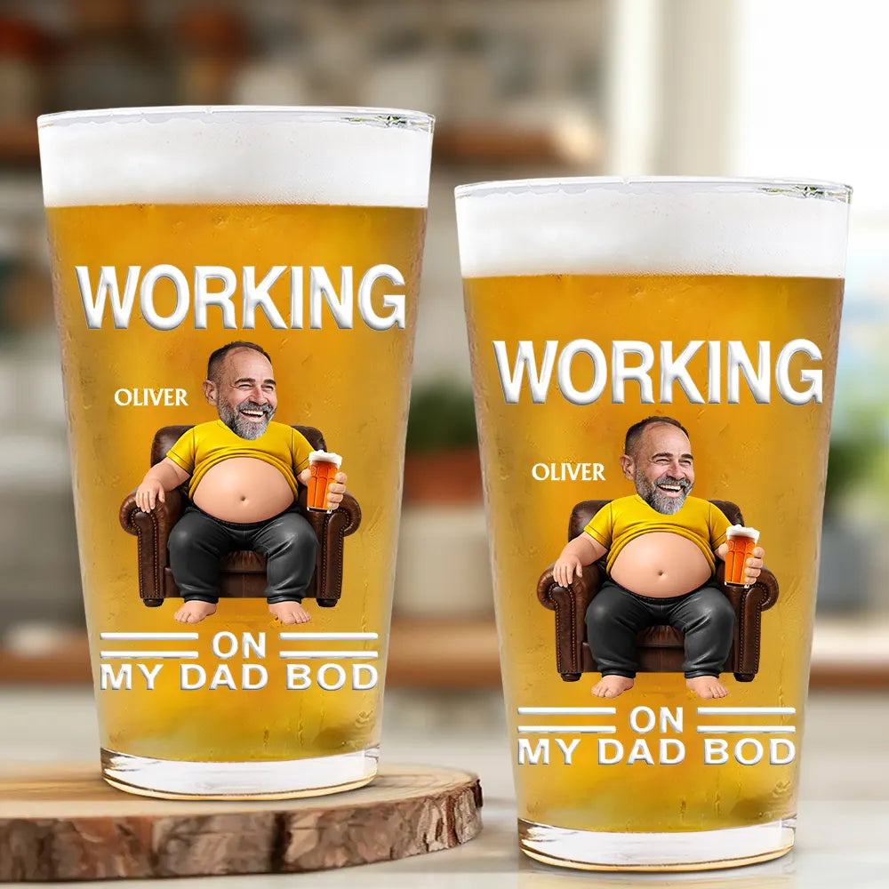 Custom Photo It's Not A Dad Bod Father Figure - Personalized Beer Glass