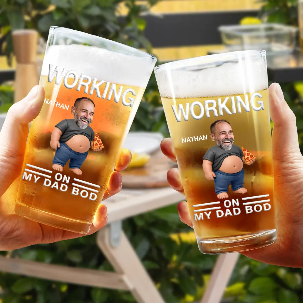 Custom Photo It's Not A Dad Bod Father Figure - Personalized Beer Glass