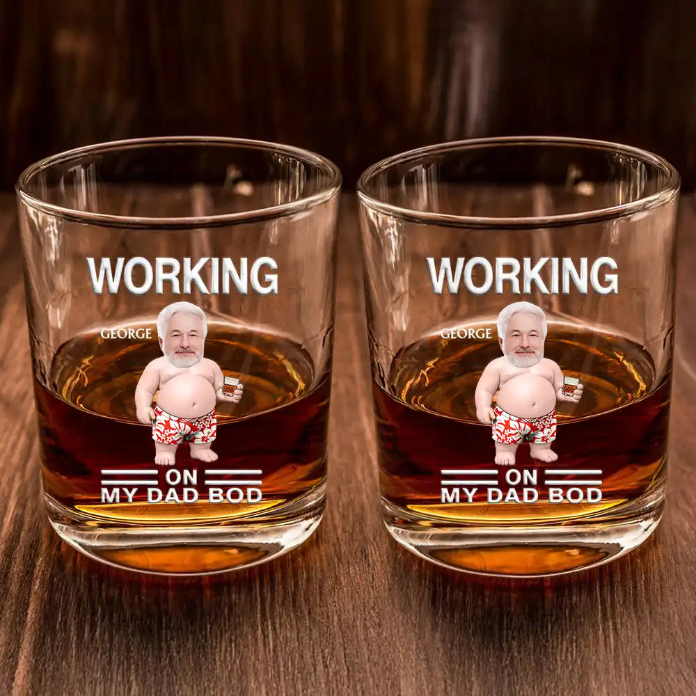 Custom Photo It's Not A Dad Bod Father Figure - Personalized Whiskey Glass