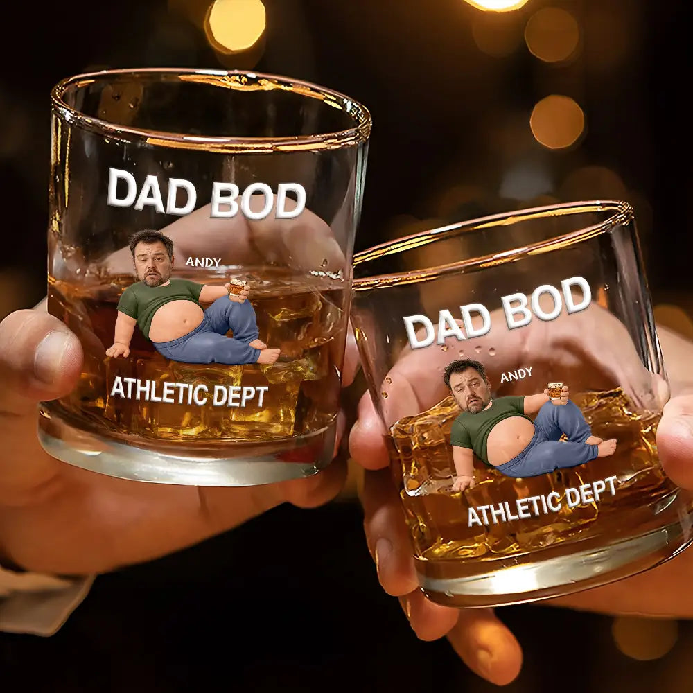Custom Photo It's Not A Dad Bod Father Figure - Personalized Whiskey Glass