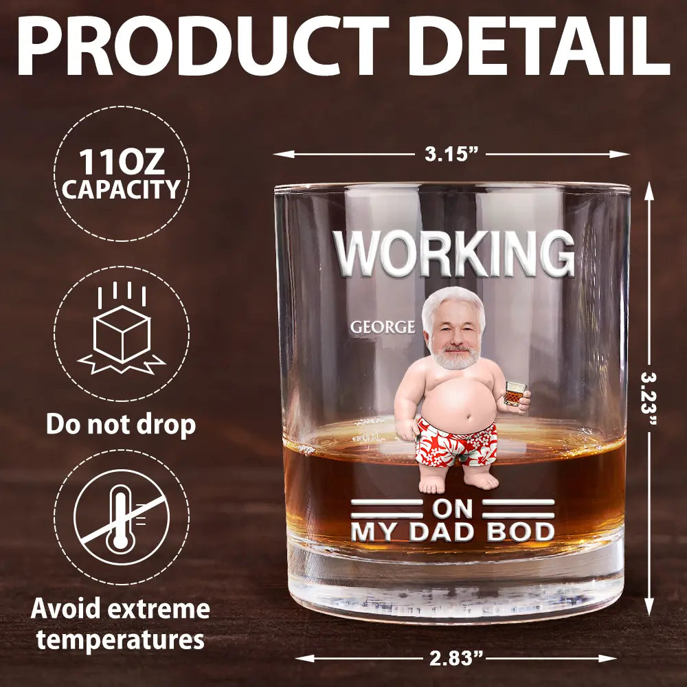 Custom Photo It's Not A Dad Bod Father Figure - Personalized Whiskey Glass