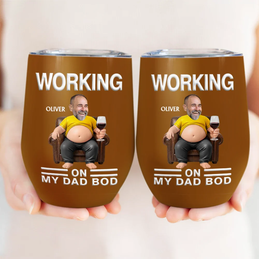 Custom Photo It's Not A Dad Bod Father Figure - Personalized Wine Tumbler