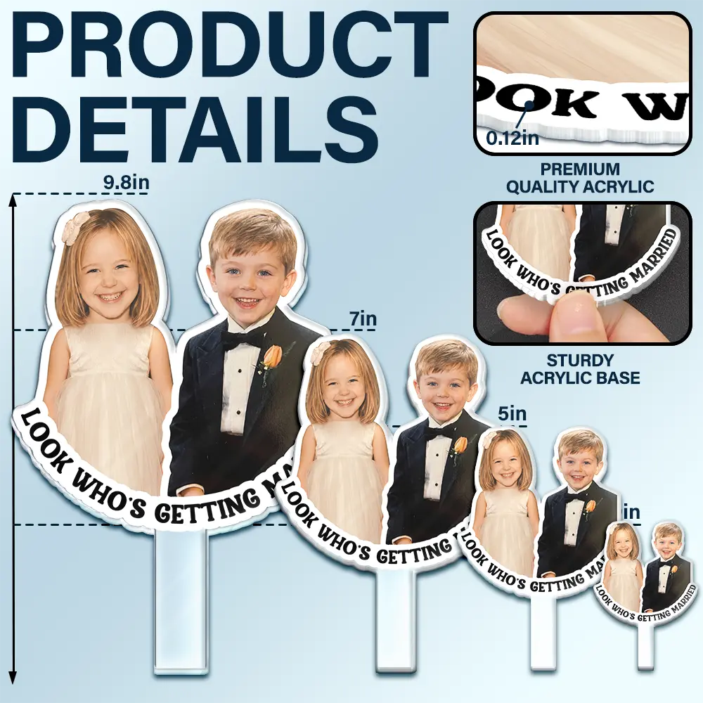 Custom Photo Look Who's Getting Married Couple - Personalized Acrylic Cake Topper