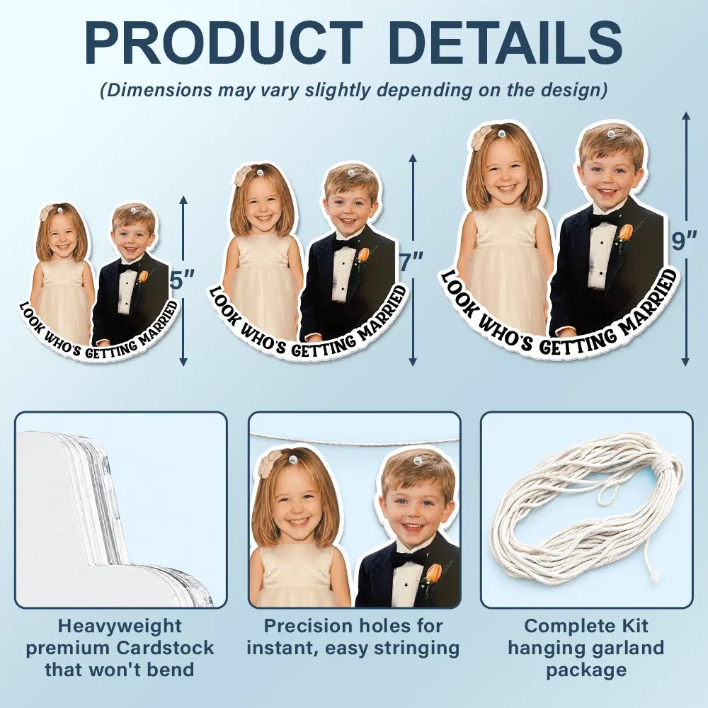 Custom Photo Look Who's Getting Married Couple - Personalized Garland Banner
