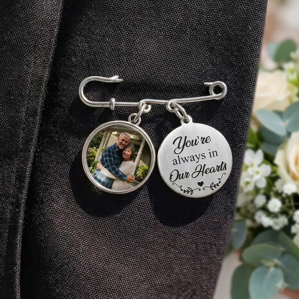 Custom Photo Memorial Family Walk With Me Today - Personalized Lapel Pin