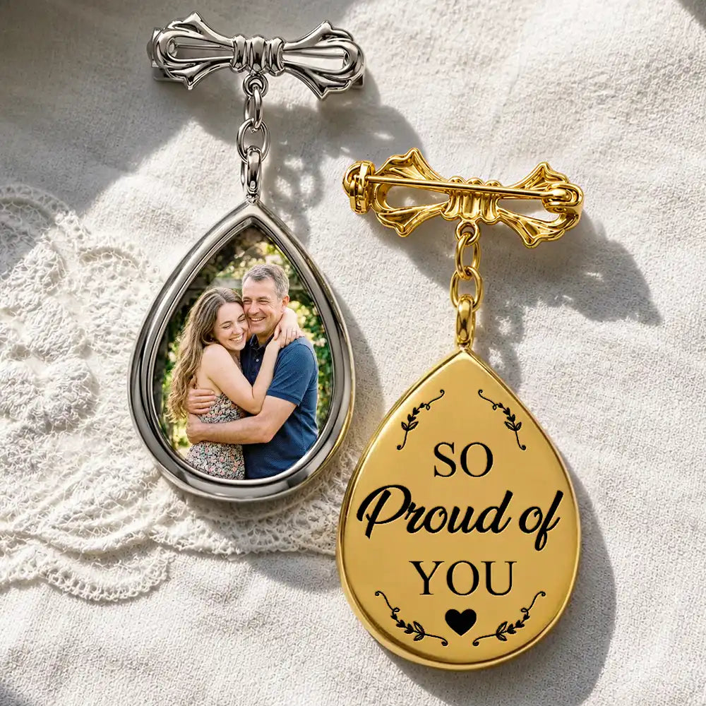 Custom Photo Memorial Family Walk With Me Today - Personalized Teardrop Pin