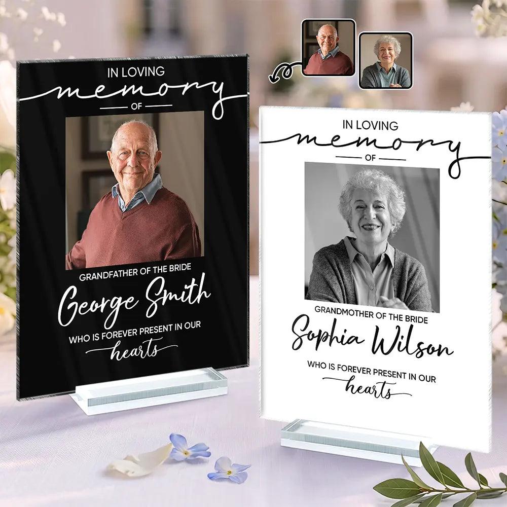 Custom Photo Memorial Wedding Reserved In Loving Memory - Personalized Vertical Rectangle Acrylic Plaque