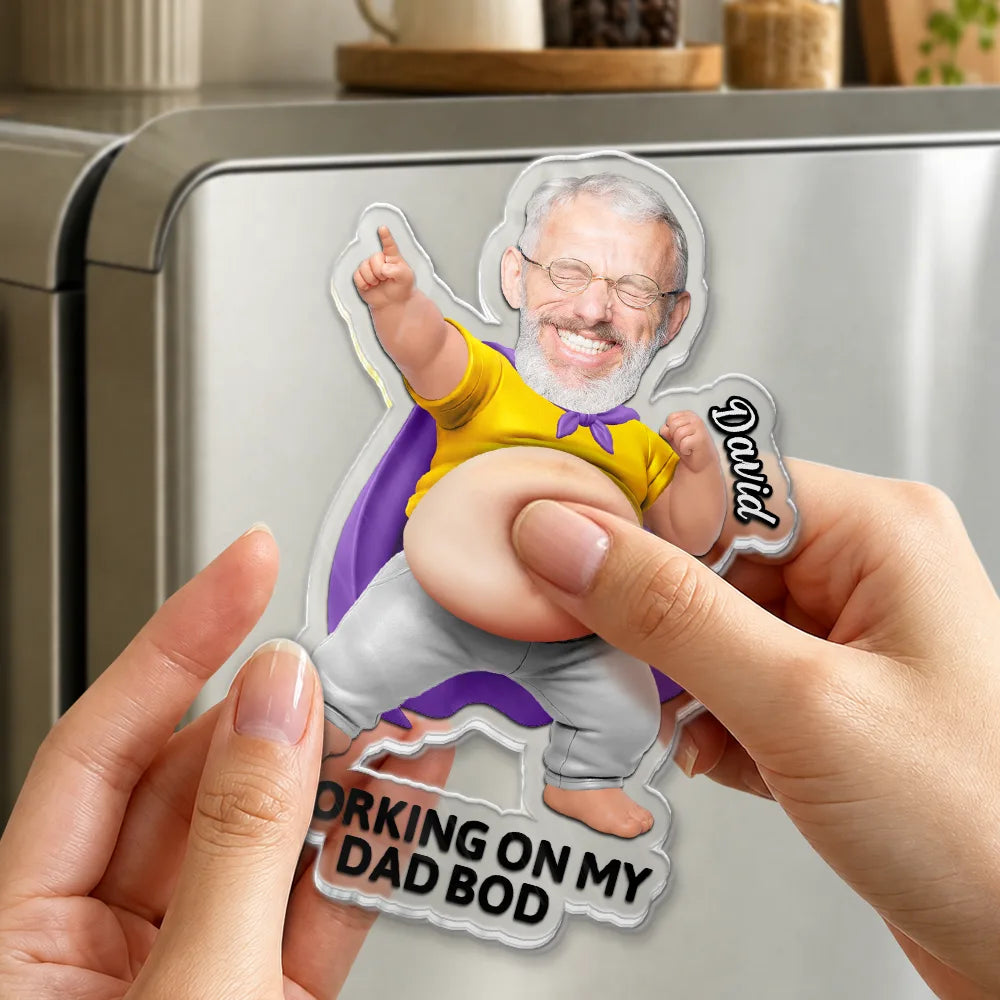 Custom Photo My Hero Dad Bod - Personalized Squishy Acrylic Fridge Magnet