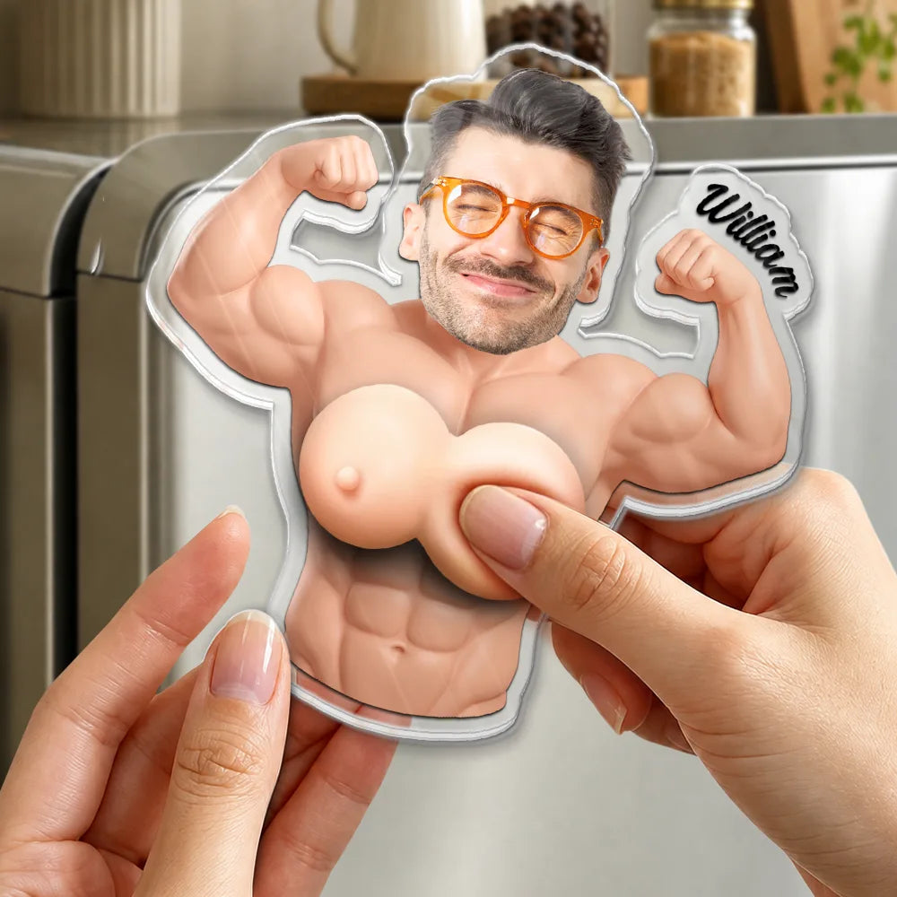 Custom Photo Never Skip Chest Day - Personalized Squishy Acrylic Fridge Magnet
