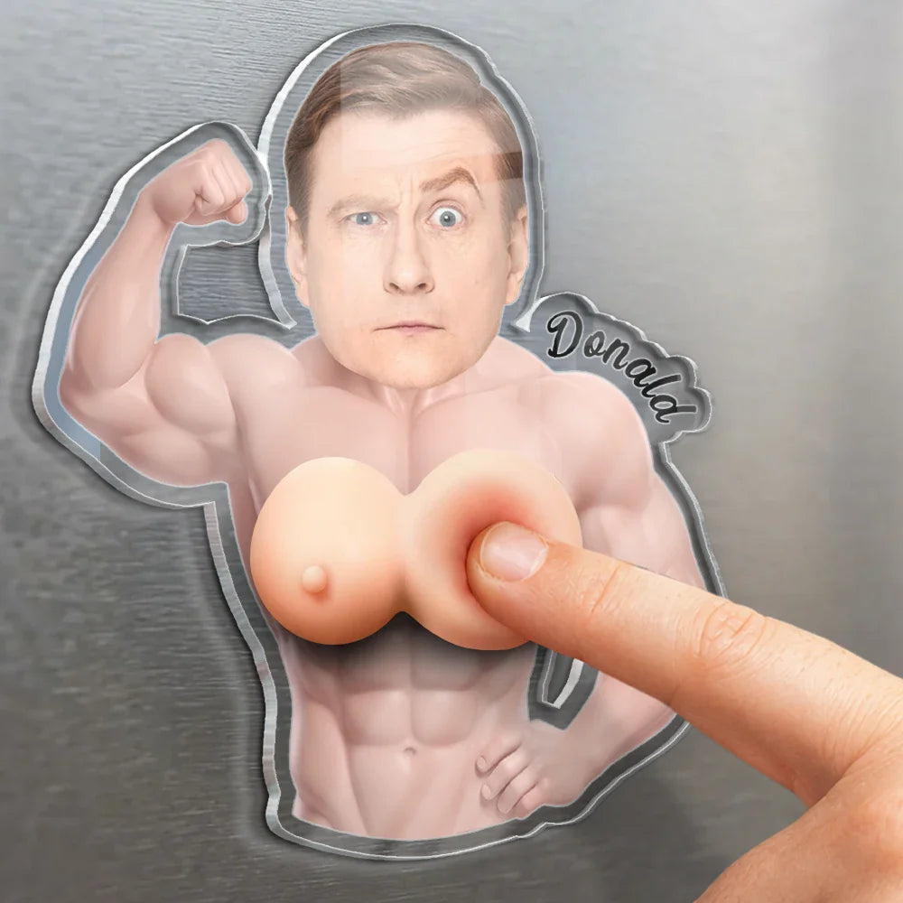 Custom Photo Never Skip Chest Day - Personalized Squishy Acrylic Fridge Magnet