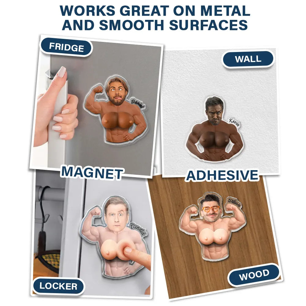 Custom Photo Never Skip Chest Day - Personalized Squishy Acrylic Fridge Magnet
