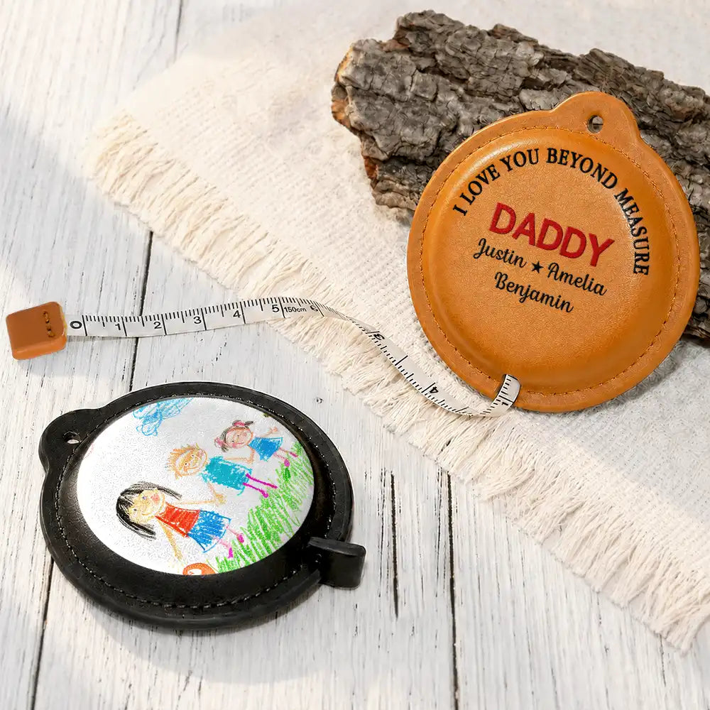 Custom Photo No One Measures Up To You With Kid's Drawing - Personalized Leather Tape Measure
