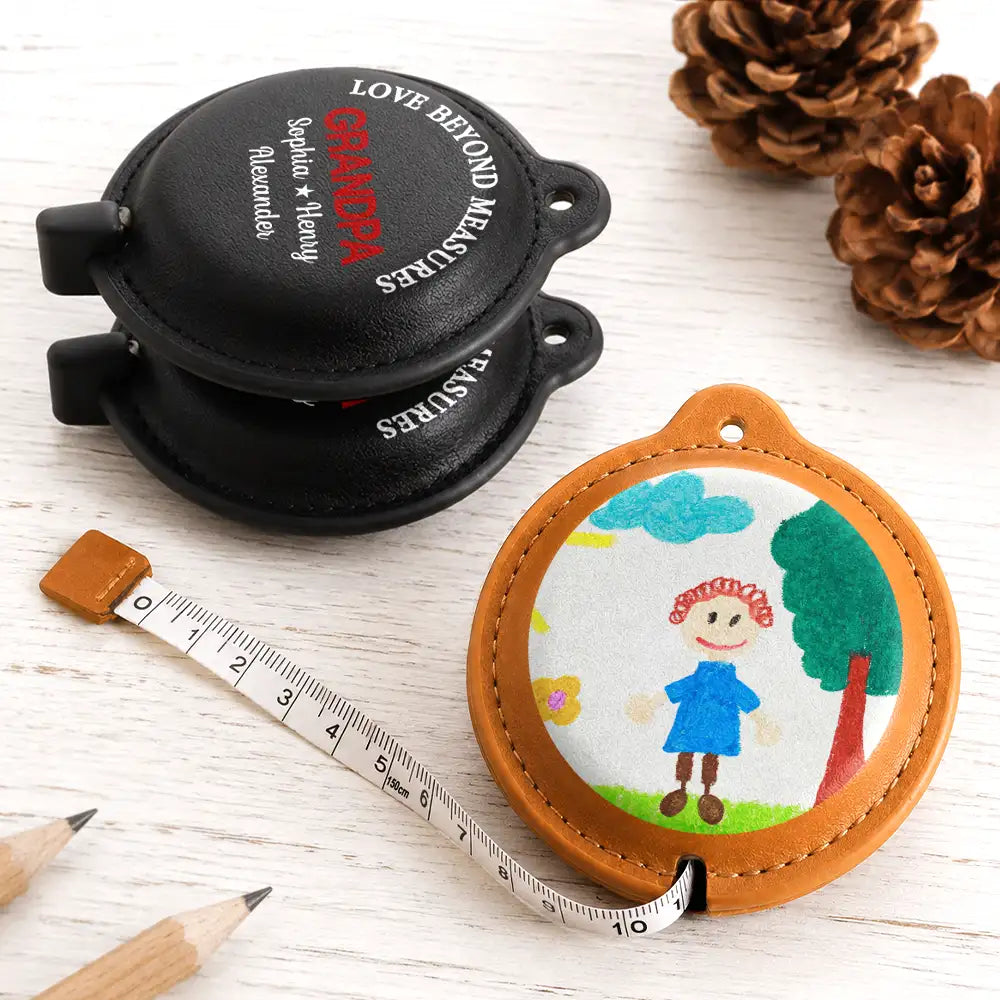 Custom Photo No One Measures Up To You With Kid's Drawing - Personalized Leather Tape Measure
