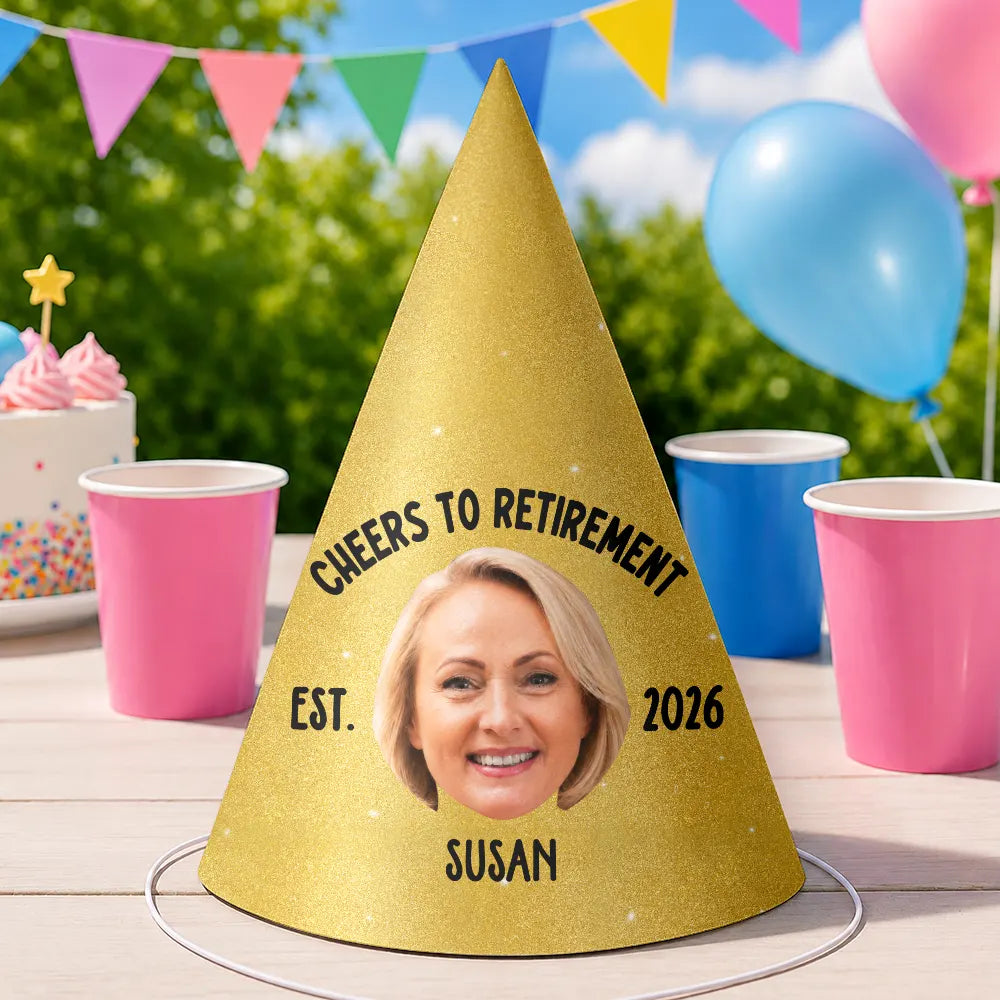 Custom Photo Officially Retired Funny Face - Personalized Party Hats
