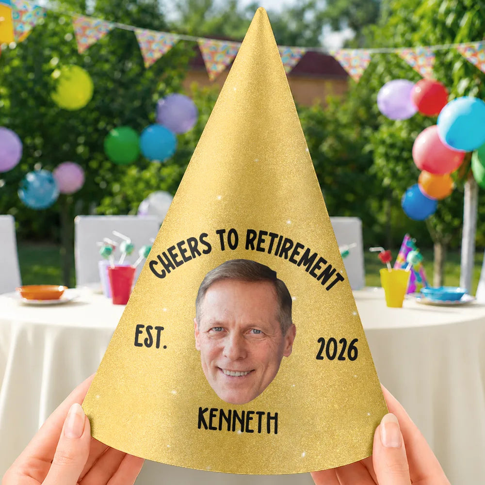 Custom Photo Officially Retired Funny Face - Personalized Party Hats