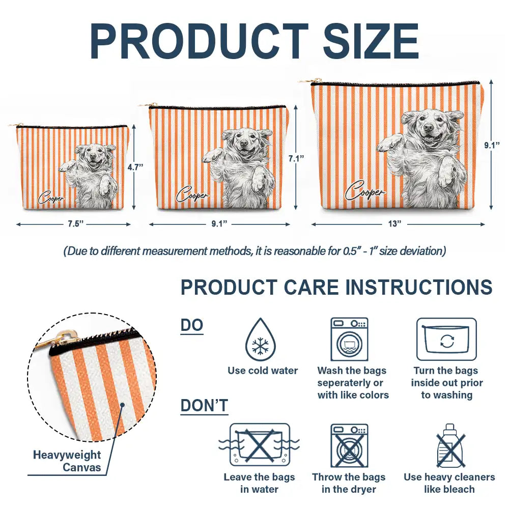 Custom Photo Pencil Sketch Art Besties Dog Cat - Personalized Cosmetic Bag