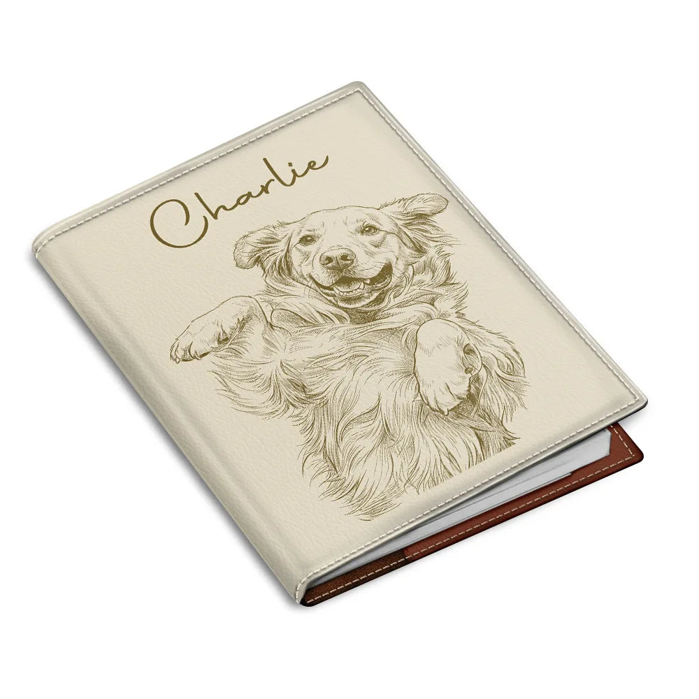 Custom Photo Pencil Sketch Besties Family Pet Funny Portrait - Personalized Passport Cover, Passport Holder
