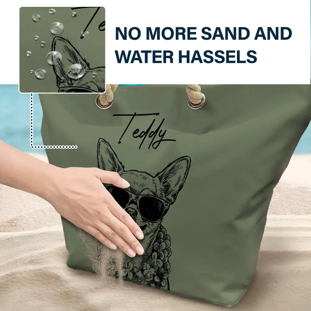 Custom Photo Pencil Sketch Besties Family Pet Funny Portrait - Personalized Beach Bag