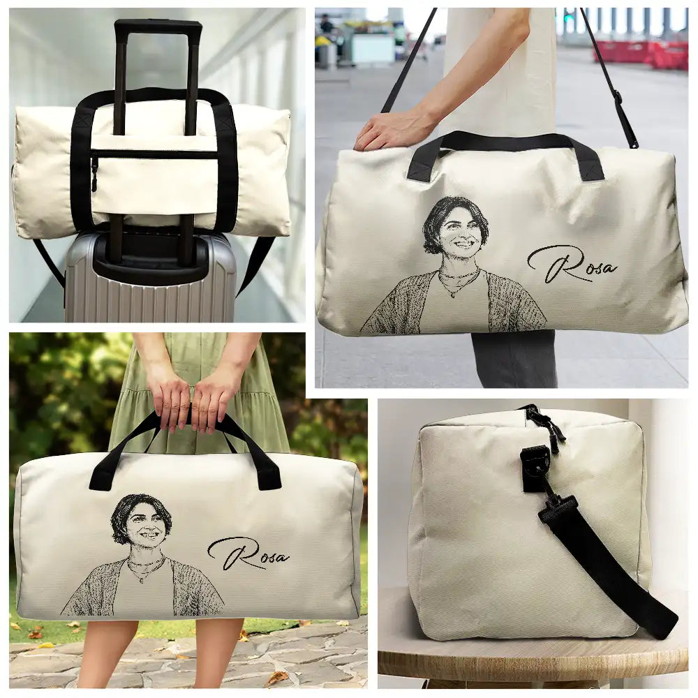 Custom Photo Pencil Sketch Besties Family Pet Funny Portrait - Personalized Duffle Bag