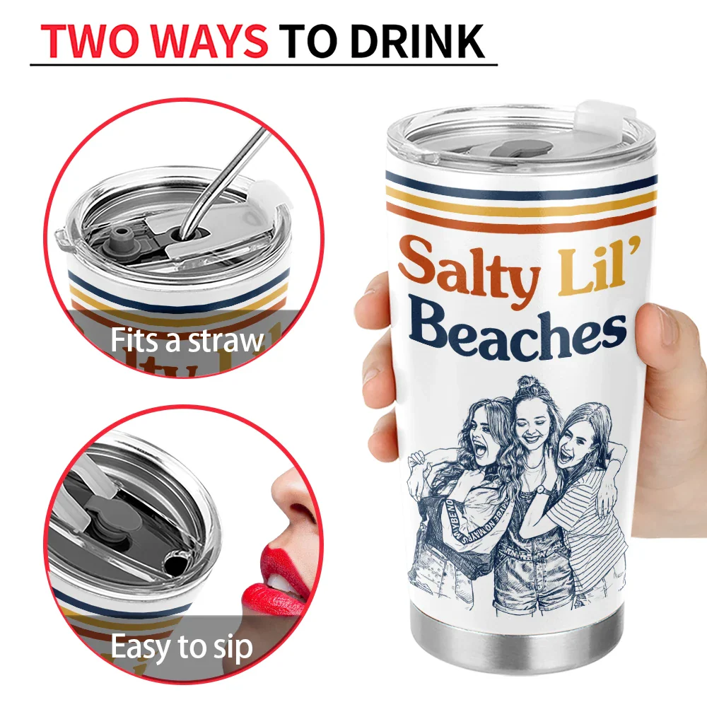 Custom Photo Pencil Sketch Besties Trip Retro - Personalized Tumbler