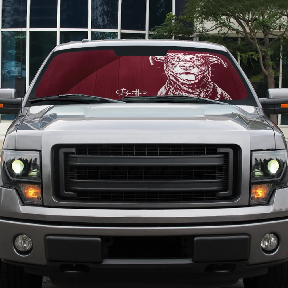 Custom Photo Pencil Sketch Dog Cat Funny Portrait - Personalized Auto Sunshade