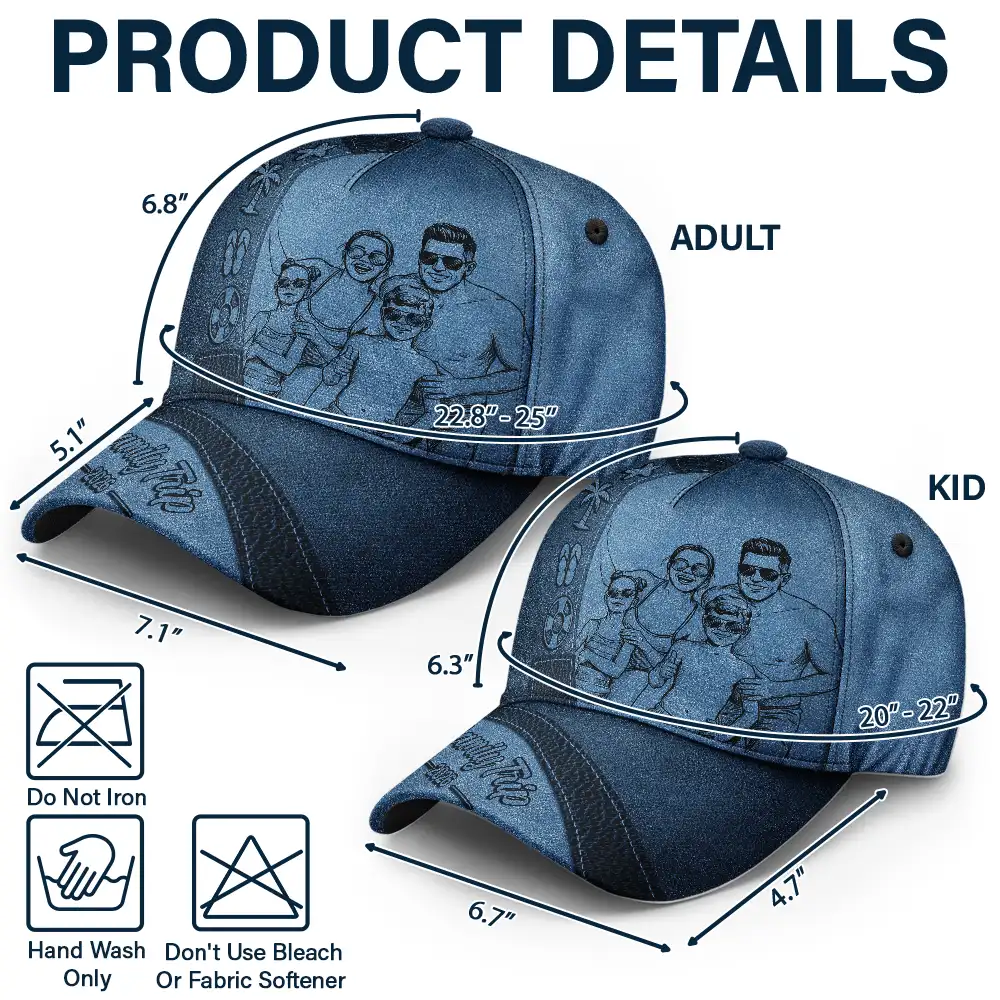 Custom Photo Pencil Sketch Girls Trip Family Trip Summer - Personalized Classic Cap