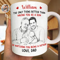 Custom Photo Pencil Sketch Watching You Being A Mom - Personalized Mug