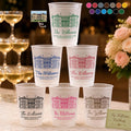 Custom Photo Pencil Sketch Wedding Venue Illustration - Personalized Frosted Cups