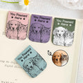 Custom Photo Bold Sketch You Pawsed Here - Personalized Leather Magnetic Bookmark