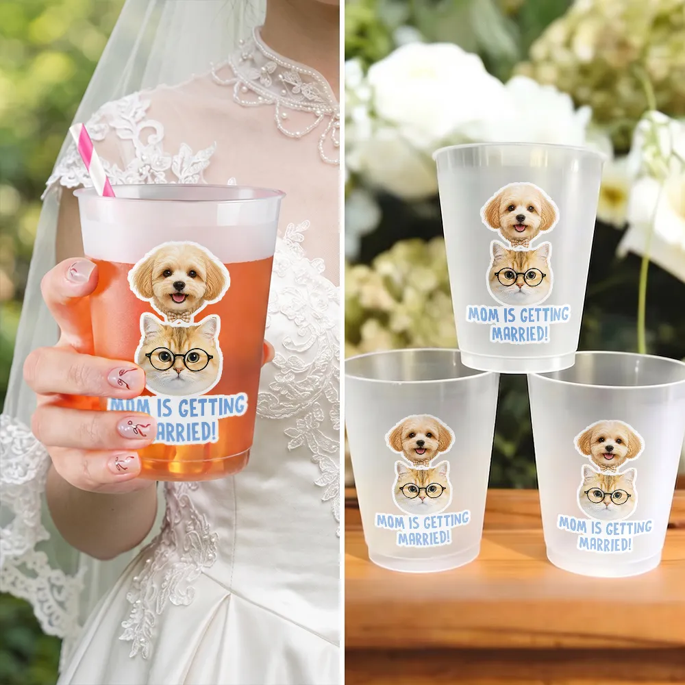 Custom Photo Pet Face Bachelorette Party - Personalized Frosted Cups