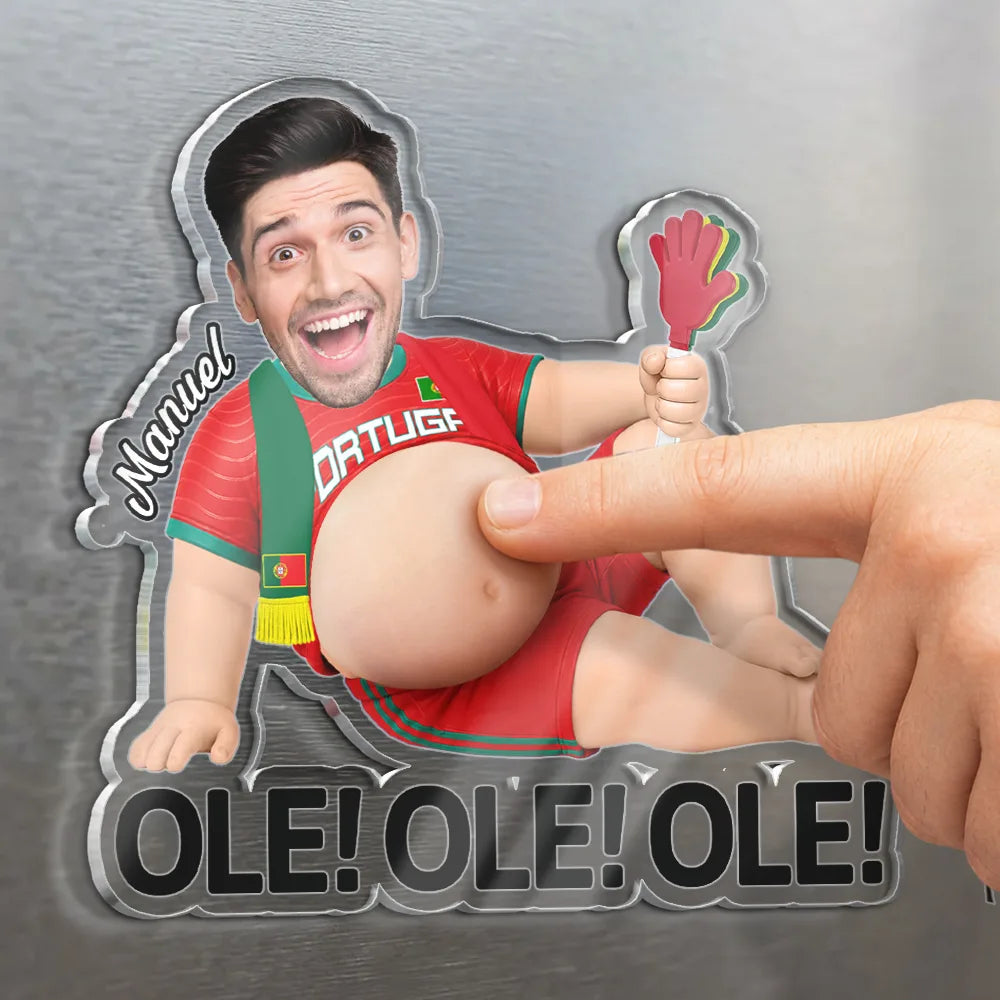 Custom Photo Poke The Belly For Victory - Personalized Squishy Acrylic Fridge Magnet