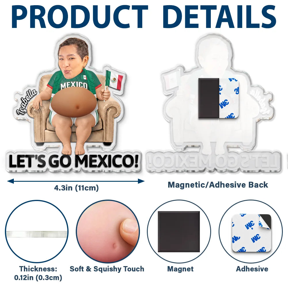 Custom Photo Poke The Belly For Victory - Personalized Squishy Acrylic Fridge Magnet