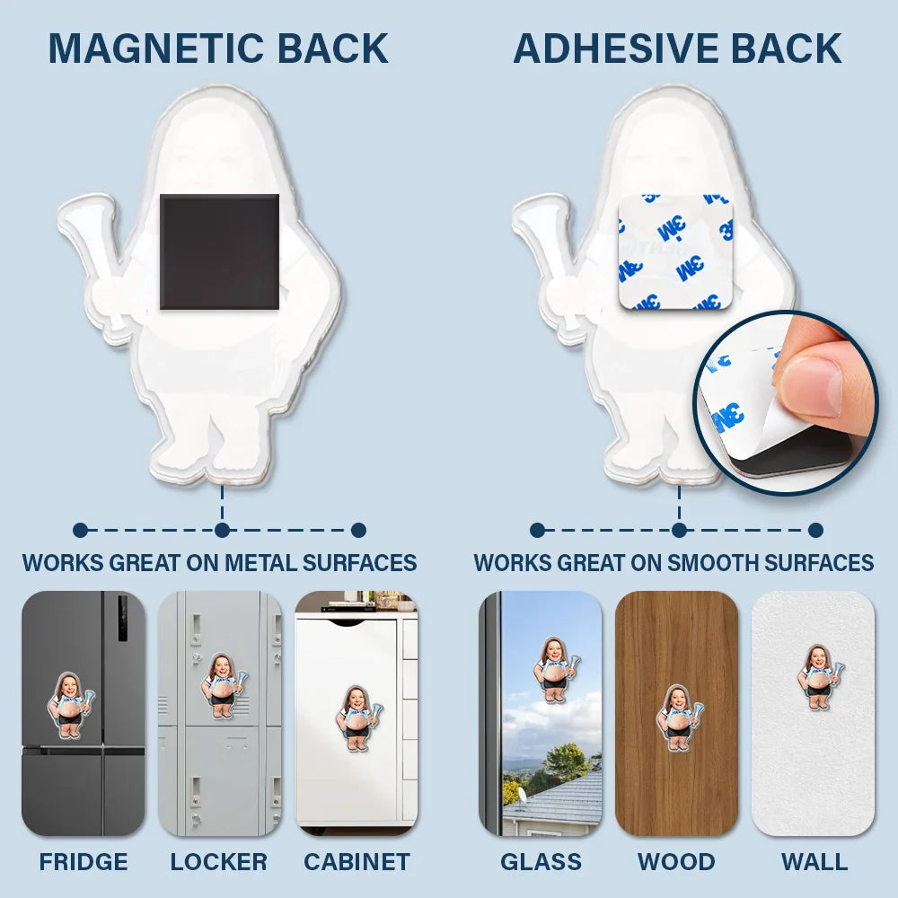 Custom Photo Poke The Belly For Victory - Personalized Squishy Acrylic Fridge Magnet
