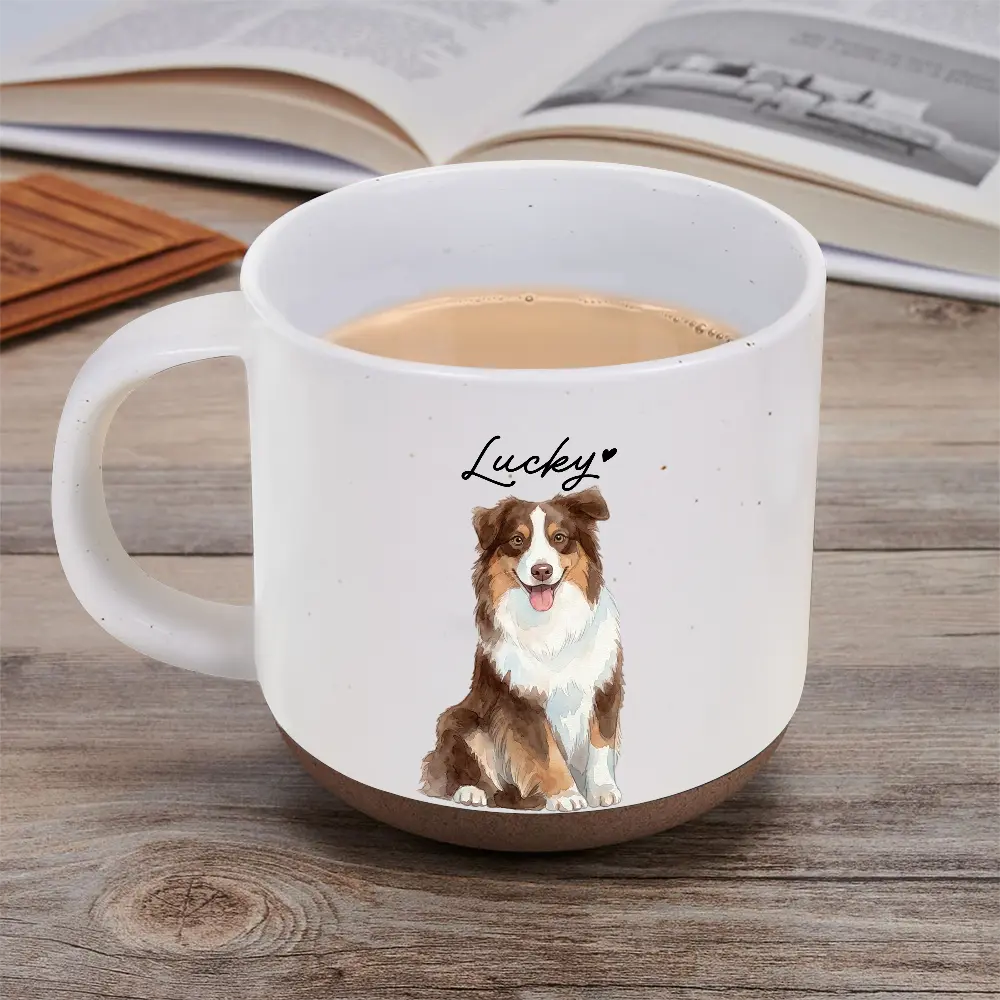 Custom Photo Realistic Watercolor Art Cute Dog Cat - Personalized Pottery Mug
