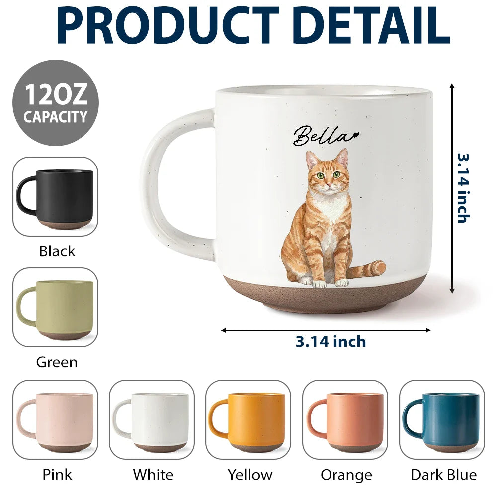 Custom Photo Realistic Watercolor Art Cute Dog Cat - Personalized Pottery Mug