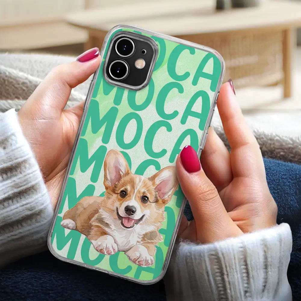 Custom Photo Realistic Watercolor Art Cute Dog Cat Portrait - Personalized Clear Phone Case