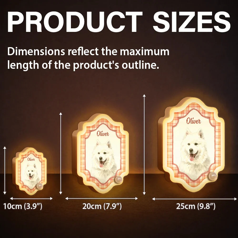Custom Photo Realistic Watercolor Art Dog Cat Pet Portrait Vintage - Personalized Motion Sensor Night Light